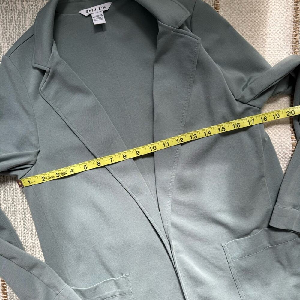 Athleta Eastbound Minimalist Seafoam Sage Green Open Front Blazer Women’s Size 4 - Picture 9 of 13